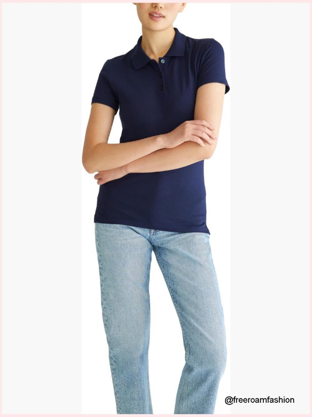 Women's Slim Fit Short Sleeve Polo Shirt Uniform Stretch Cotton